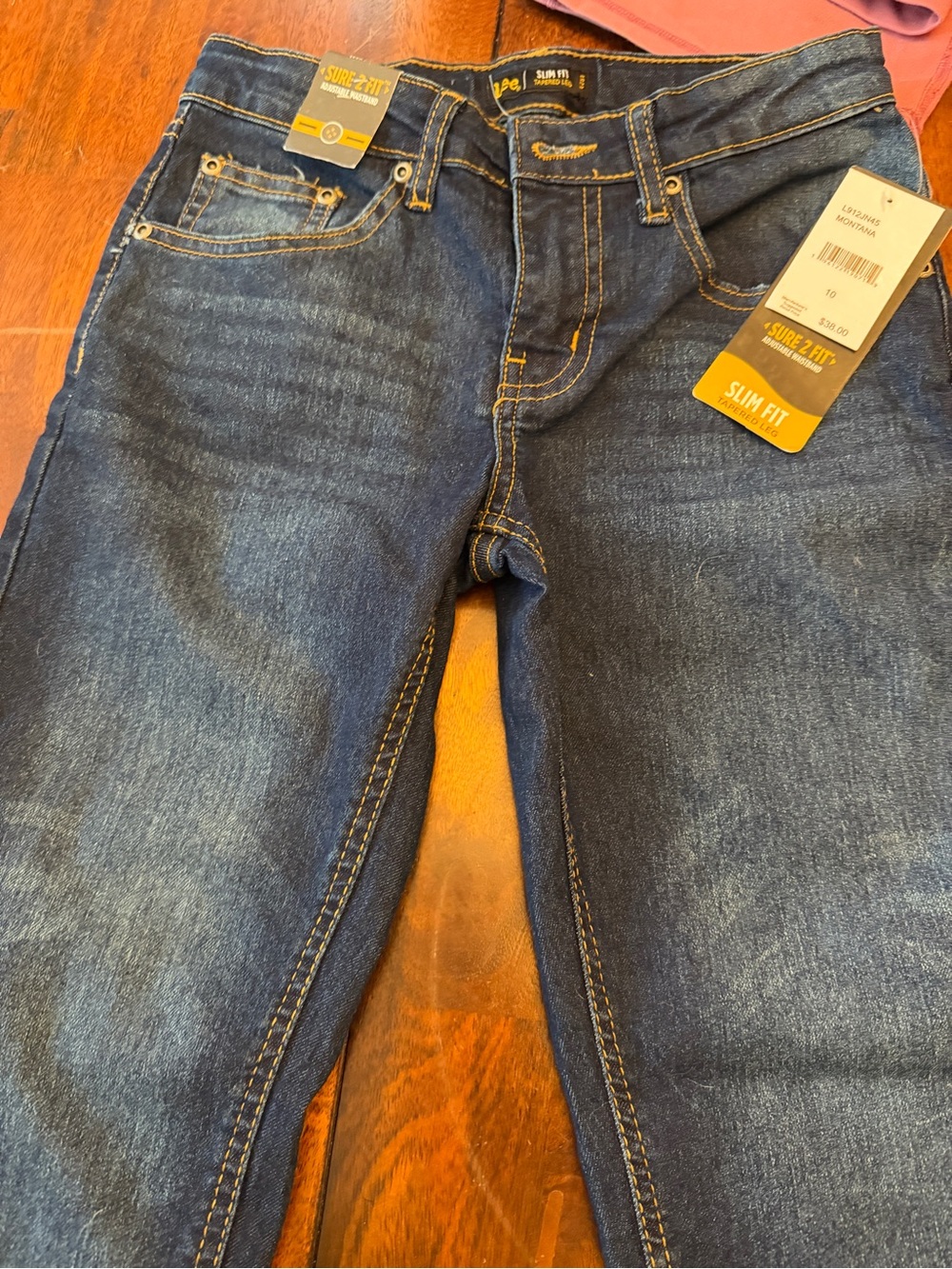 Lee Slim Fit Tapered Leg boys Dark Blue Jeans w Adjustable waistband Size 10